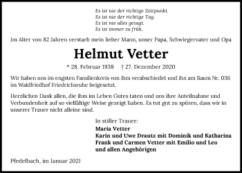 Traueranzeige von Helmut Vetter von GESAMT