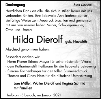 Traueranzeige von Hilda Dierolf von GESAMT