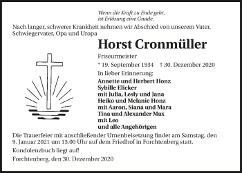 Traueranzeige von Horst Cronmüller von GESAMT