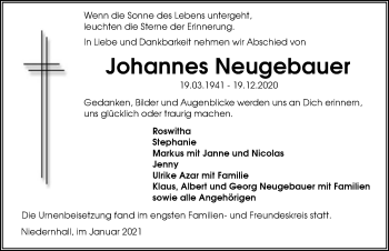 Traueranzeige von Johannes Neugebauer von GESAMT