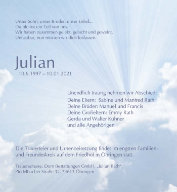 Traueranzeige von Julian  von GESAMT