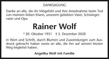 Traueranzeige von Rainer Wolf von GESAMT