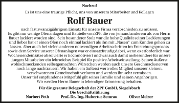 Traueranzeige von Rolf Bauer von GESAMT