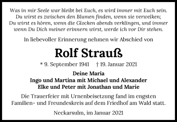 Traueranzeige von Rolf Strauß von GESAMT