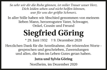 Traueranzeige von Siegfried Göring von GESAMT