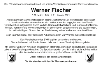 Traueranzeige von Werner Fischer von GESAMT