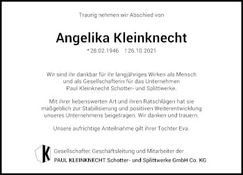 Traueranzeige von Angelika Kleinknecht von GESAMT