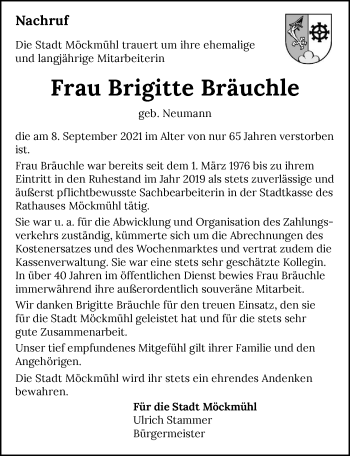 Traueranzeige von Brigitte Bräuchle von GESAMT