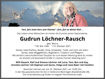 Traueranzeige von Gudrun Löchner-Rausch von GESAMT