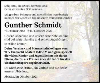 Traueranzeige von Gunther Schmidt von GESAMT