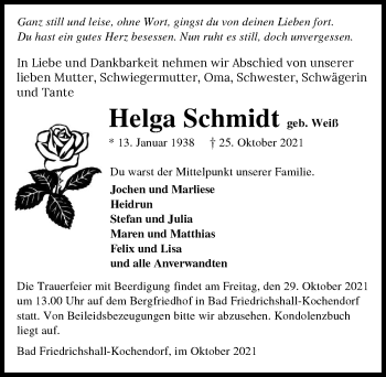 Traueranzeige von Helga Schmidt von GESAMT