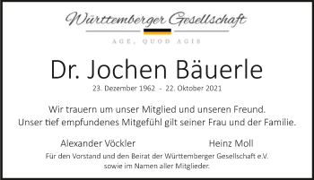 Traueranzeige von Jochen Bäuerle von GESAMT