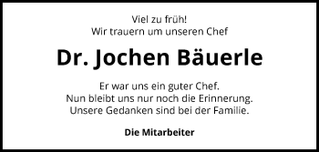 Traueranzeige von Jochen Bäuerle von GESAMT