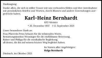 Traueranzeige von Karl-Heinz Bernhardt von GESAMT