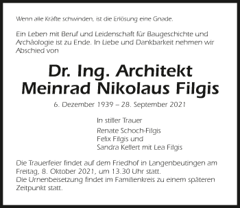 Traueranzeige von Meinrad Nikolaus Filgis