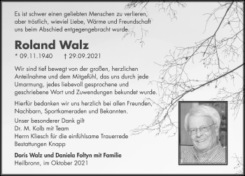 Traueranzeige von Roland Walz von GESAMT