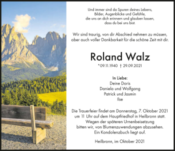 Traueranzeige von Roland Walz von GESAMT