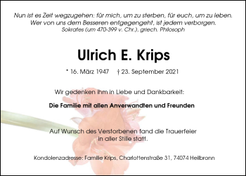 Traueranzeige von Ulrich E. Krips von GESAMT