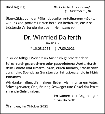 Traueranzeige von Winfried Dalferth von GESAMT