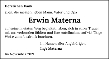 Traueranzeige von Erwin Materna von GESAMT