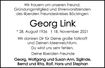 Traueranzeige von Georg Link von GESAMT