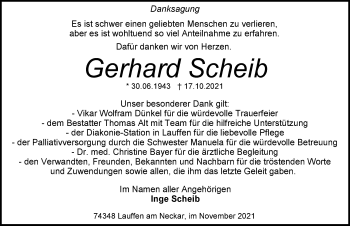 Traueranzeige von Gerhard Scheib von GESAMT
