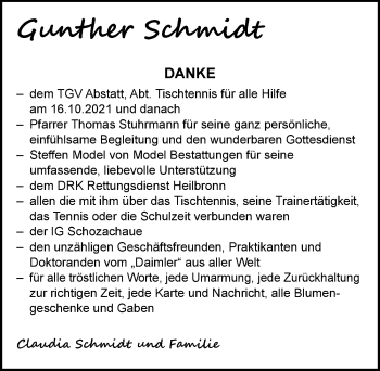 Traueranzeige von Gunther Schmidt von GESAMT