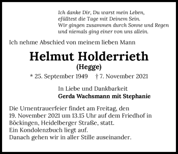 Traueranzeige von Helmut Holderrieth von GESAMT