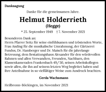 Traueranzeige von Helmut Holderrieth von GESAMT