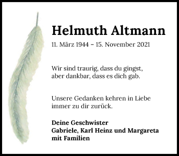 Traueranzeige von Helmuth Altmann von GESAMT