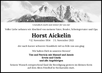 Traueranzeige von Horst Aickelin von GESAMT