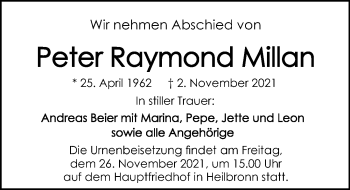 Traueranzeige von Peter Raymond Millan von GESAMT