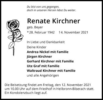 Traueranzeige von Renate Kirchner von GESAMT