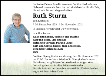 Traueranzeige von Ruth Sturm von GESAMT
