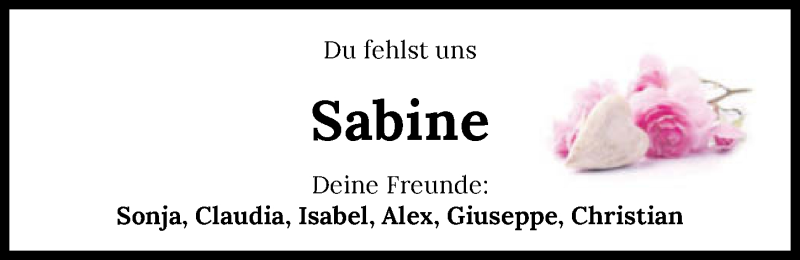  Traueranzeige für Sabine Hengerer vom 27.11.2021 aus GESAMT