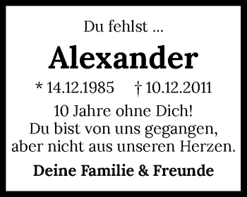 Traueranzeige von Alexander Noller von GESAMT