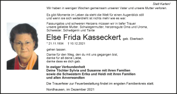 Traueranzeige von Else Frida Kasseckert von GESAMT