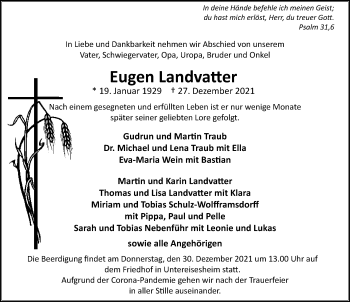 Traueranzeige von Eugen Landvatter von GESAMT