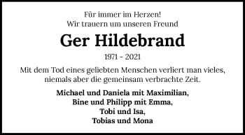 Traueranzeige von Ger Hildebrand von GESAMT