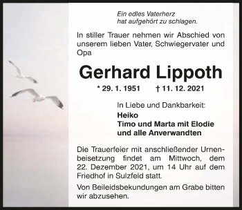 Traueranzeige von Gerhard Lippoth von GESAMT
