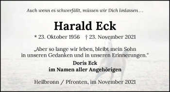 Traueranzeige von Harald Eck von GESAMT