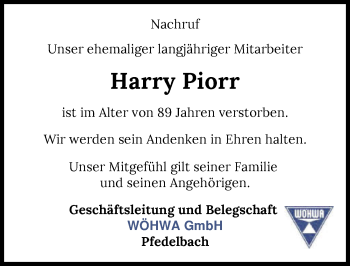 Traueranzeige von Harry Piorr von GESAMT