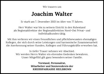 Traueranzeige von Joachim Walter von GESAMT