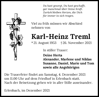 Traueranzeige von Karl-Heinz Treml von GESAMT