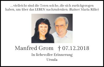 Traueranzeige von Manfred Grom von GESAMT