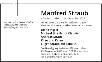 Traueranzeige von Manfred Straub von GESAMT