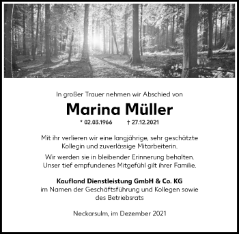 Traueranzeige von Marina Müller von GESAMT