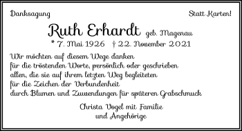 Traueranzeige von Ruth Erhardt von GESAMT