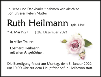 Traueranzeige von Ruth Heilmann von GESAMT