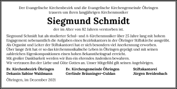 Traueranzeige von Siegmund Schmidt von GESAMT